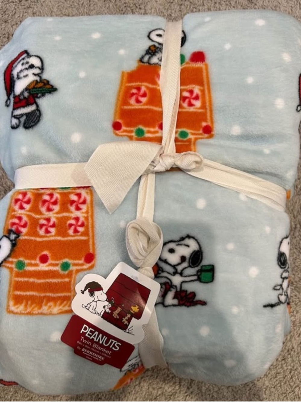 Peanuts snoopy gingerbread house holiday blanket size twin